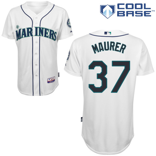 Brandon Maurer #37 MLB Jersey-Seattle Mariners Men's Authentic Home White Cool Base Baseball Jersey
